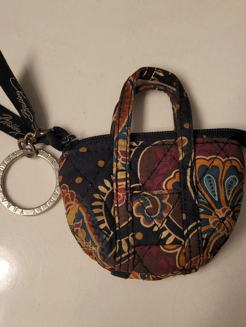 Vintage Vera Bradley Kensington Mini Tote Bag Coin Purse Charm Fob